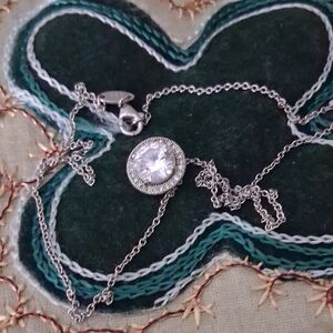 Dazzling Silver Necklace with Crystal Charm